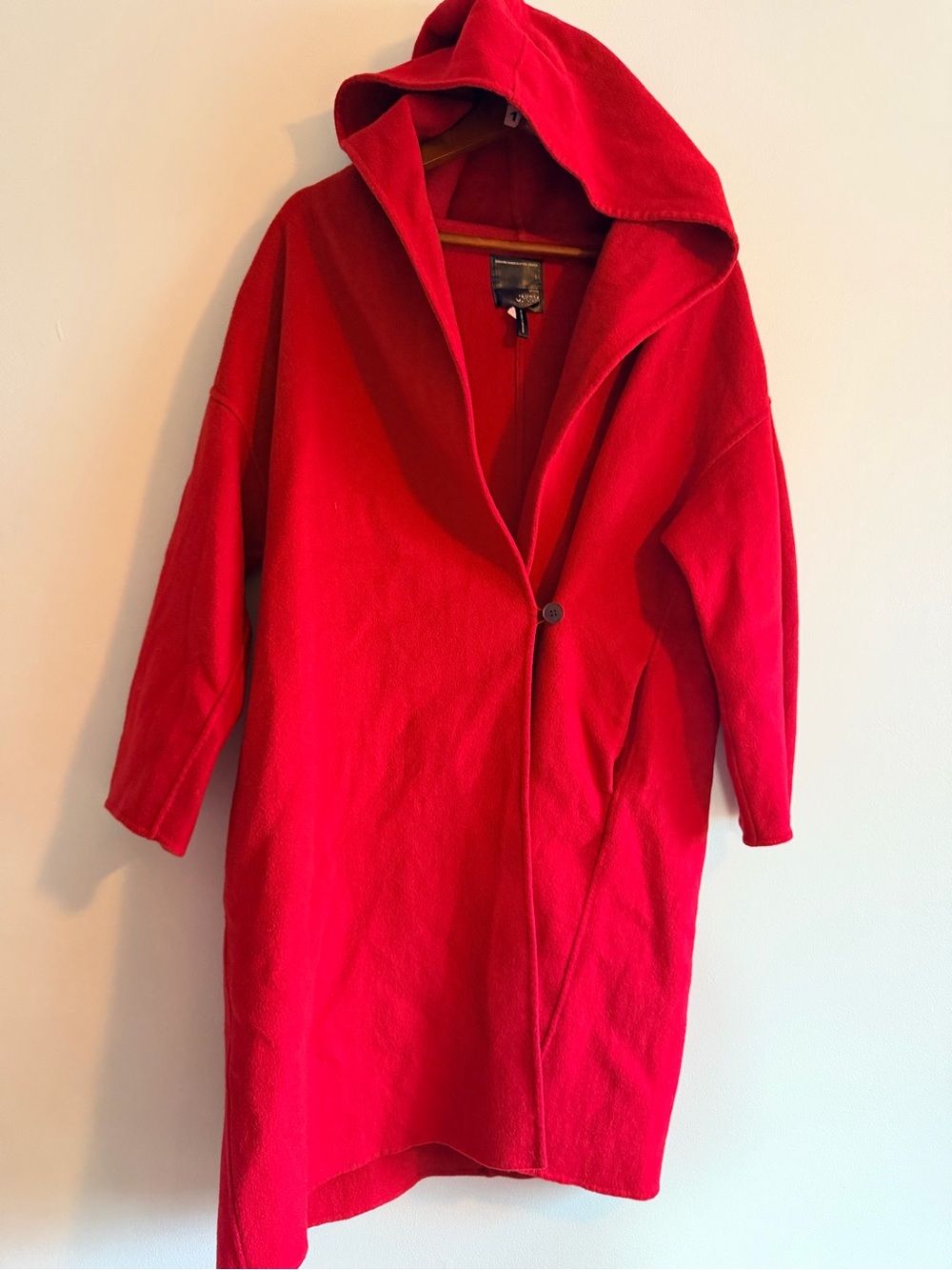 JNBY Denmark Red Hooded Wool Blend Coat S Oversized Minimalist Avant-Garde Luxur - Picture 6 of 9